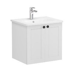 Vitra Root Classic 68695 Lavabo Dolabı, Kapaklı, 60 Cm, Mat Açık Gri, Yuvarlak Lavabolu